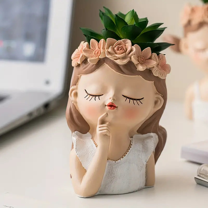 Girl Resin Pot